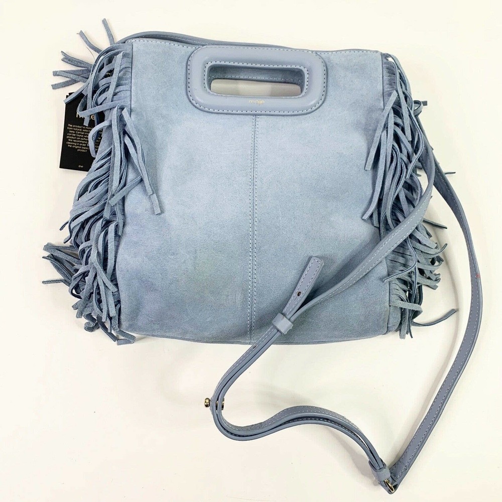 Maje Crossbody Fringe Bag Suede 9x10